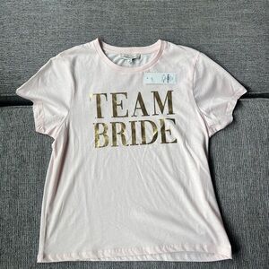 Francesca's Collections Pink and Gold 'Team Bride' Tee New with Tags